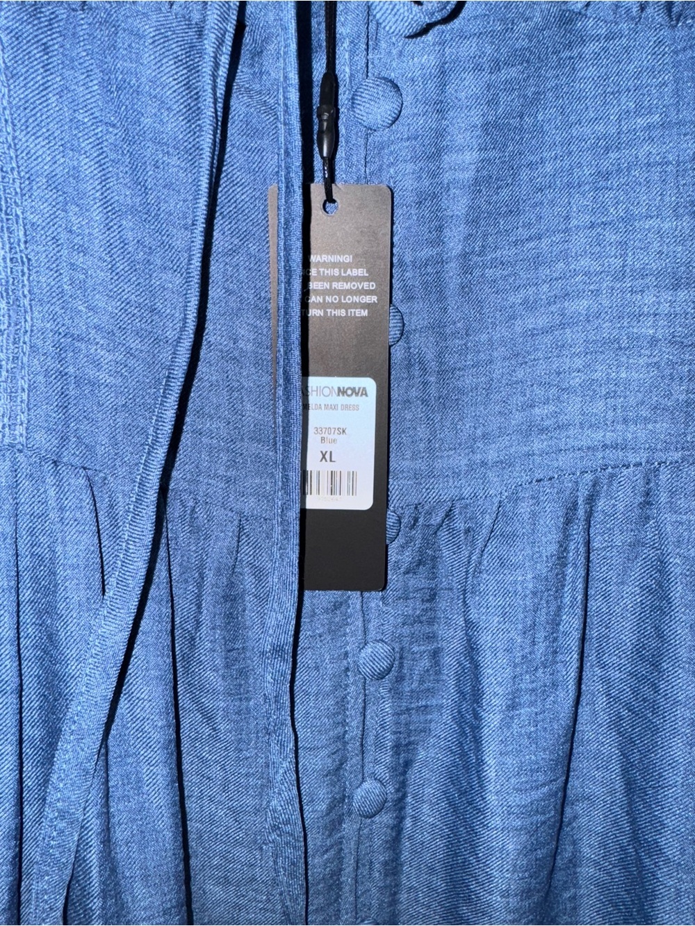 Fashion Nova Blue Puff-Sleeve Tiered Maxi Dress - Picture 4 of 6